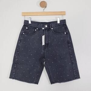 NWT Generation Love Freya Crystal Jorts Black High Rise Bermuda Shorts XS
